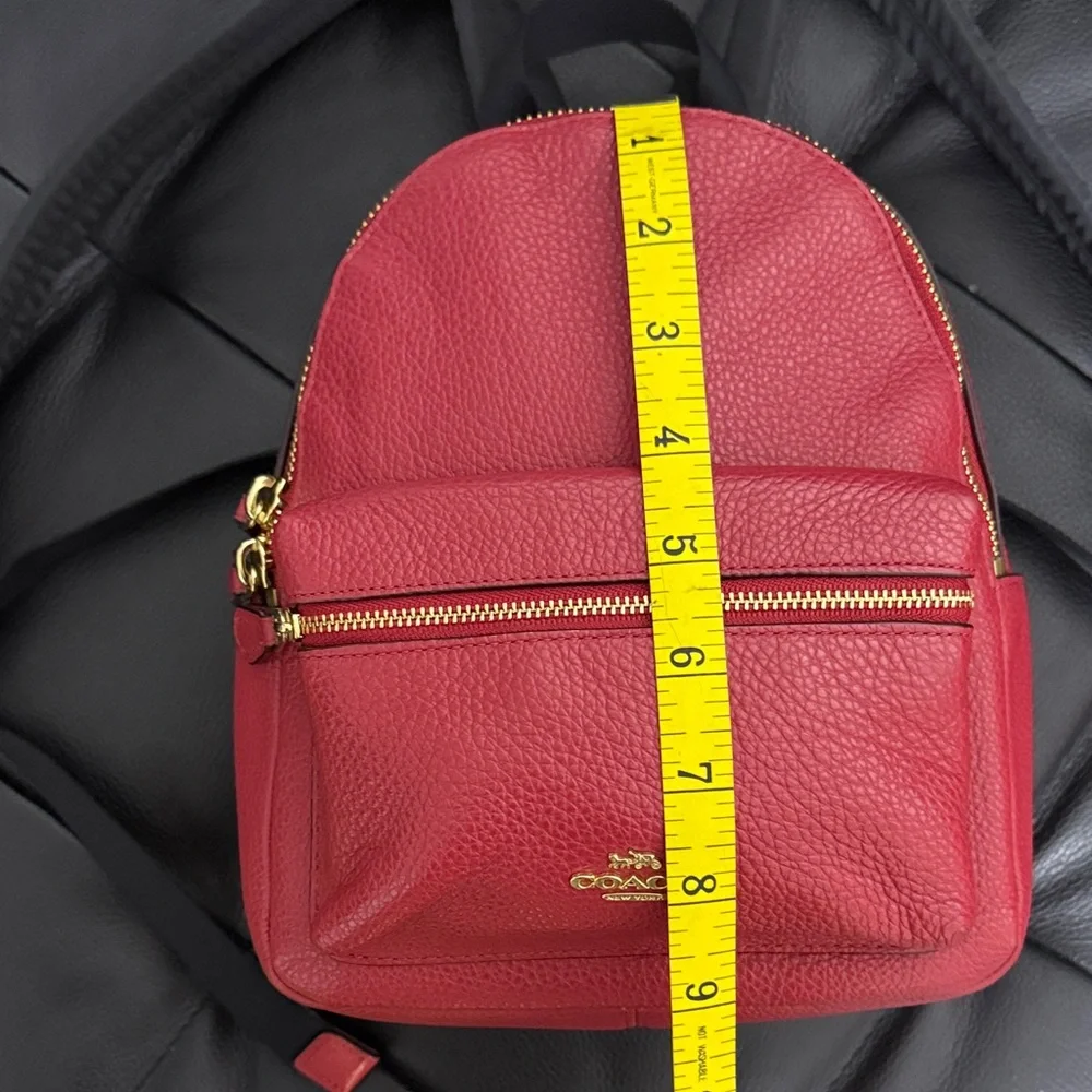 Coach Red Leather Backpack with Black Straps - Picture 8 of 13